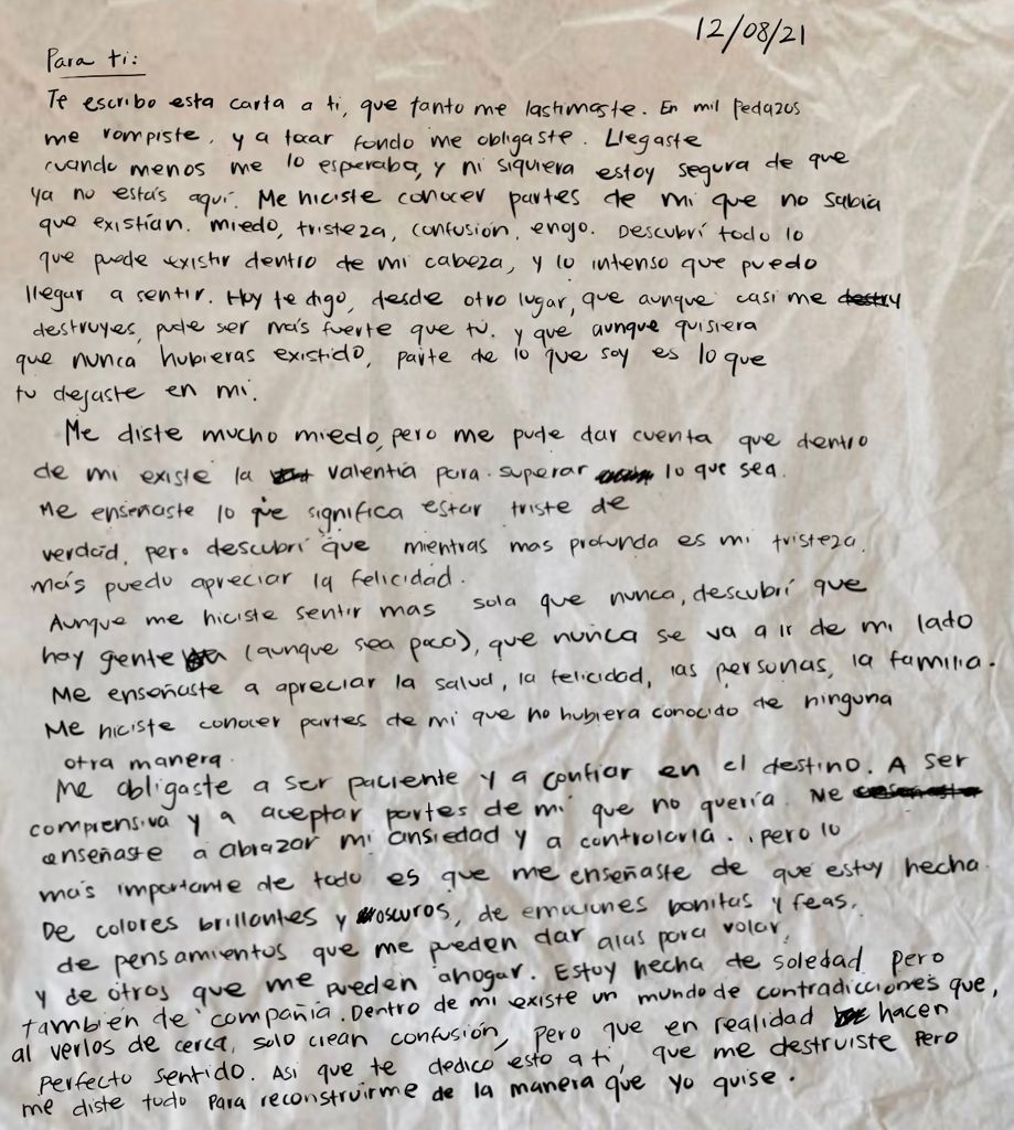 Una carta para ti, que me destruiste